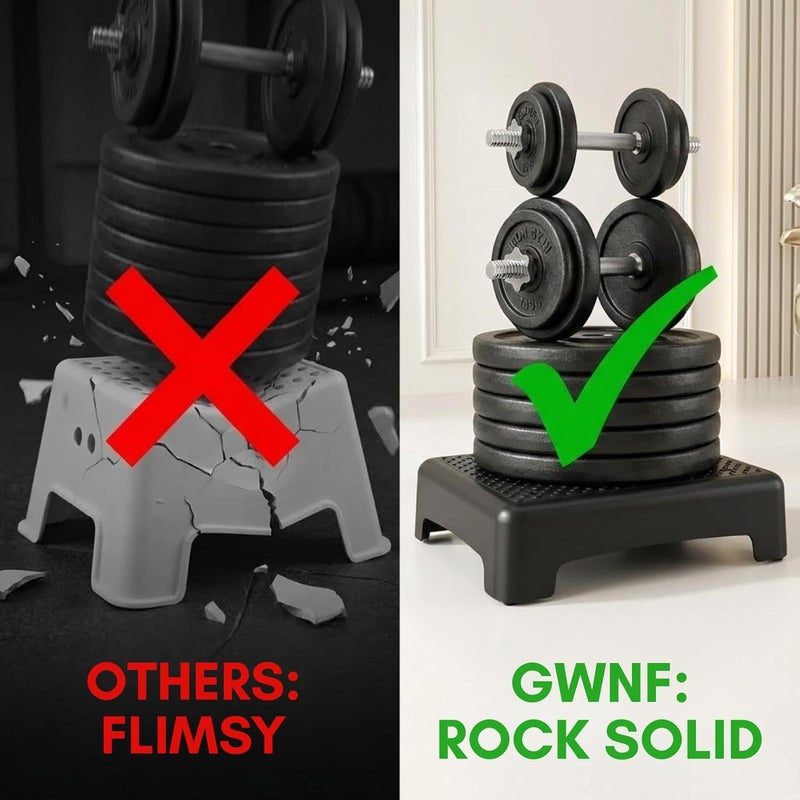 GWNF3.35'' Short Step Stool – 600lb Capacity Ultra-Sturdy Structure & Lightweight Step Stools for Seniors, Kids & Adults | Non-Slip Wide Platform | Mobility Step Stool for Indoor & Outdoor（Grey-White） - Image 4